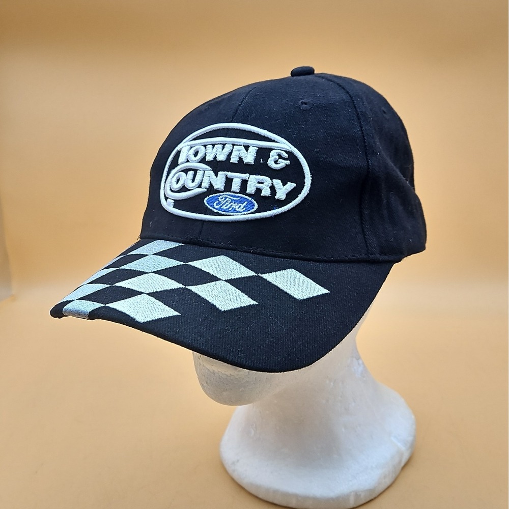 Ford Town & Country Hat Cap Black Checkered Flag One Size Charlotte NC
